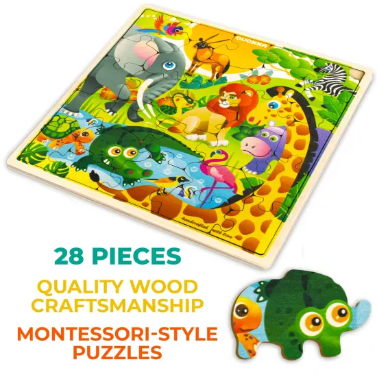 QUOKKA Wooden Africa Puzzles for Kids Ages 3-5 – 28 Pieces Toddlers Kids Puzzles Ages 4-8 Year Olds – Wood Africa Toys for Children 6-8 yo | Africa Animals {3}