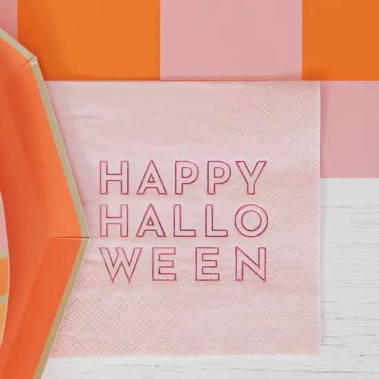 HAPPY HALLOWEEN PINK COCKTAIL NAPKINS {3}
