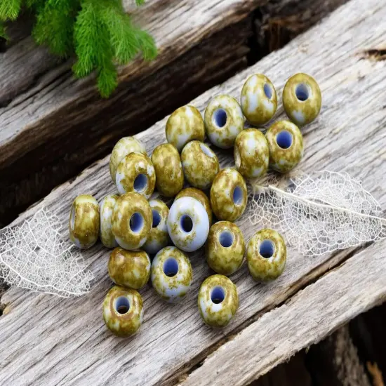 50G Opaque Lt. Blue Picasso Czech 32/0 Seed Beads {1}