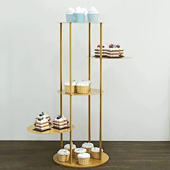 2.5 feet Gold 5 Tier Round Metal Cake Dessert DISPLAY STAND Centerpiece Party {4}