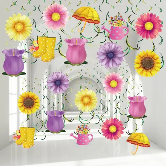 30 Pcs Summer Flower Hanging Swirl Decorations {1}