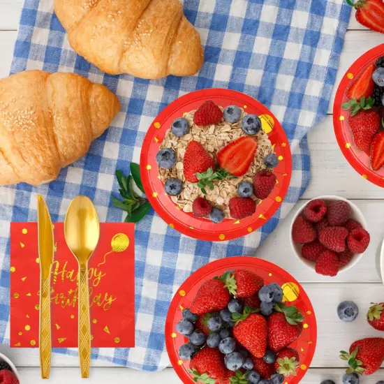 175 Pieces Gold Disposable Party Dinnerware Set &Disposable Birthday Party Dinnerware {4}