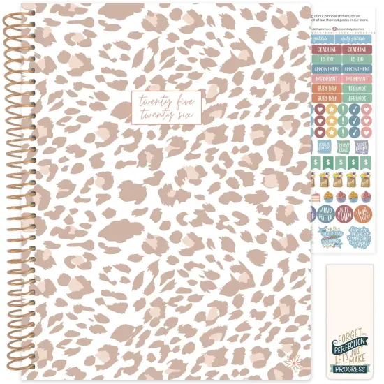 bloom daily planners 2025-26 Academic Planner, Soft Cover, 8.5" x 11", Tan Leopard {1}