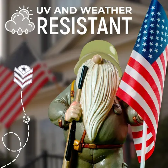 Military Garden Gnome with Guns Outdoor 11", US Army Gnomes Garden Decorations, Garden Statues Outdoor Clearance, Patriotic Gnome, Army Gnome {3}