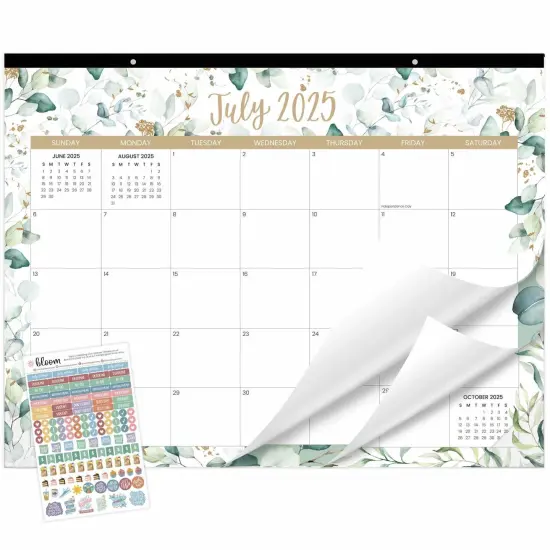 bloom daily planners 2025-26 Academic Desk & Wall Calendar, 16" x 21", Greenery {1}