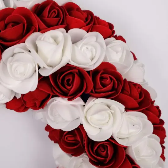 July 4th Wreath Patriotic Americana Wreath Boxwood Handcrafted Memorial Day Wreath Festival Garland Decoration Front Door Wall Home Decor (Blue) {5}