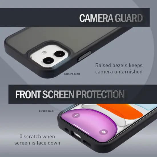 Insten Compatible with iPhone 12 Mini Case 5.4 inch, Translucent Matte Hybrid Hard Back Flexible TPU Bumper, Anti-Shatter Anti-shock Drop Protection, Wireless Charging, Black {4}