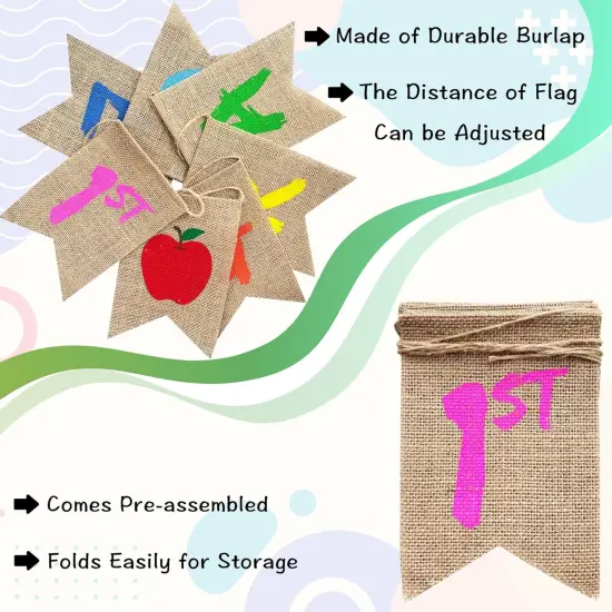 1st Grade Banner Burlap Back to School Decorations {3}