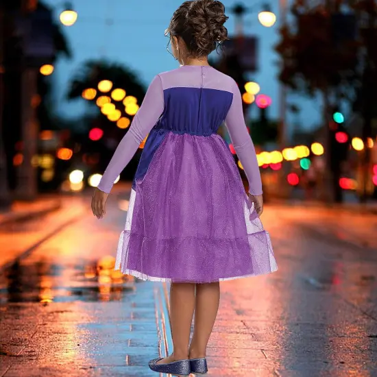 Kid's Ursula Costume Medium Purple Sea Witch Dress Tentacles Print Perfect for Halloween & School Events {4}