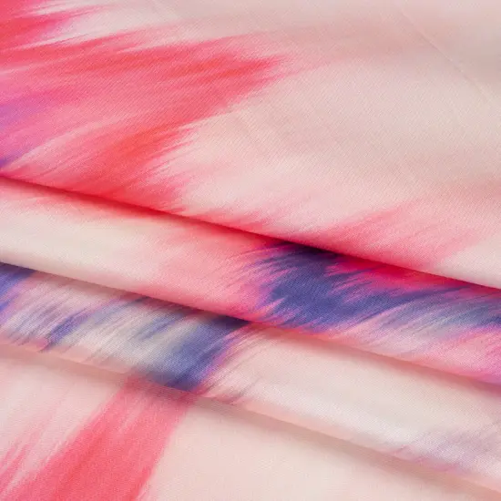 1 Yard High Horizons Polyester Mikado Fabric Pink Purple Peach Ikat Zig Zag Stripes 57 inch Width {4}