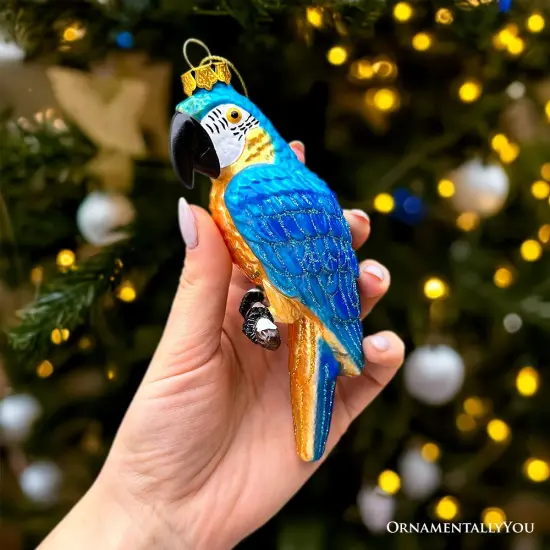 Colorful Parrot Glass Christmas Ornament, Unique Bird Holiday Tree Decor {4}