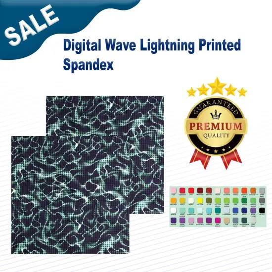 Digital Wave Lightning Printed Spandex Fabric {2}
