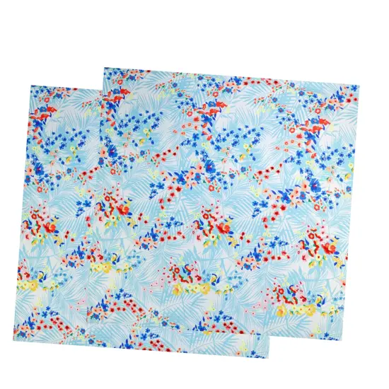 Autumn Palms and Pretty Flowers Printed Spandex Fabric {6}