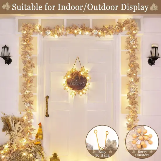 6 Ft Fall Garland with Lights Fall Deco {4}