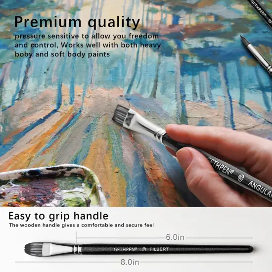 Artist Paint Brush Set of 14 - Paint Brushes for Acrylic Painting, Canvas, Watercolor or Fabric - Painting Art Supplies for Beginners and Experts - Great for Water, Oil or Acrylic Painting {6}