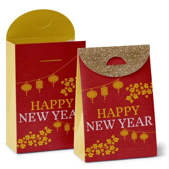 Big Dot of Happiness Lunar New Year - Gift Favor Bags - Party Goodie Boxes - Set of 12 {1}