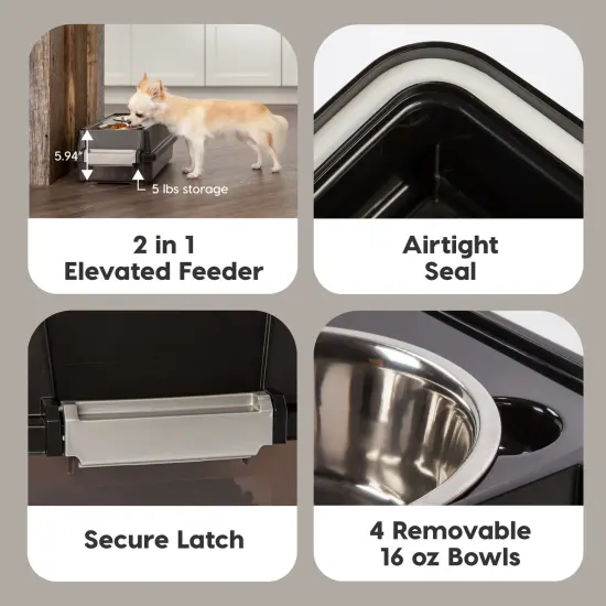 IRIS USA 2-in-1 Elevated Dog Bowls Feeder with Airtight Pet Food Storage Container {2}