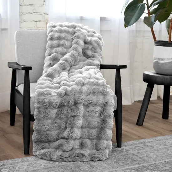 Ultra Fine Faux Fur Throw Blanket Lunar Rock 50X70 Inches {1}