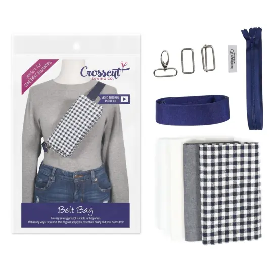 Crosscut Sewing Co.&reg; Belt Bag Sewing Project Kit - Beginner Friendly DIY Sewing Kit Gingham {1}