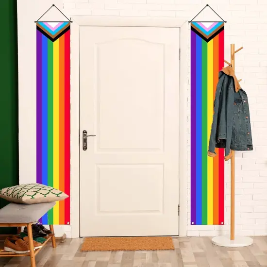 Pride Porch Banner Rainbow Gay Pride Decoration Outdoor Happy Pride Decorations Front Door Sign Wall Hanging LGBT Decoration for Home Office Party Favors and Supplies {4}