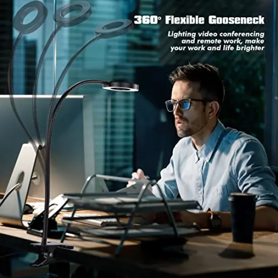 Yeegras Desk Magnifying Glass with Light 10x, Magnifer with 3 Light Color, 10 Adjustable Brightness, Flexible Gooseneck, Magnifying Lamp with Clamp for Craft, Diamond Painting, Soldering, Elderly {2}