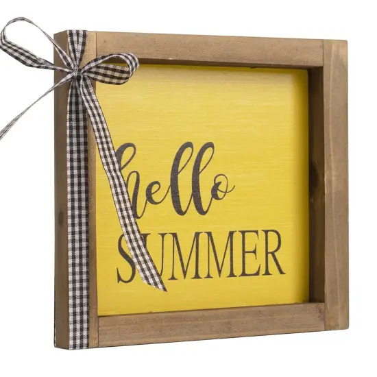 Hello Summer Wooden Sign, Summer Decorations for Home, Summer Decor Indoor Office Farmhouse Table Mantel Wood Wall Decor {1}