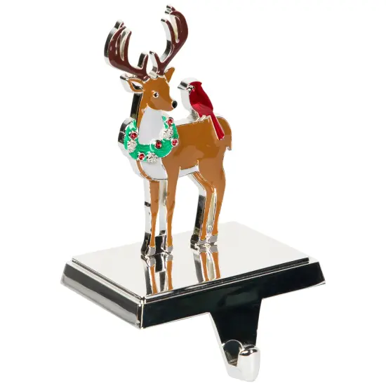 Northlight Reindeer Wearing Wreath with Cardinal Christmas Stocking Holder - 4.75" Brown {5}