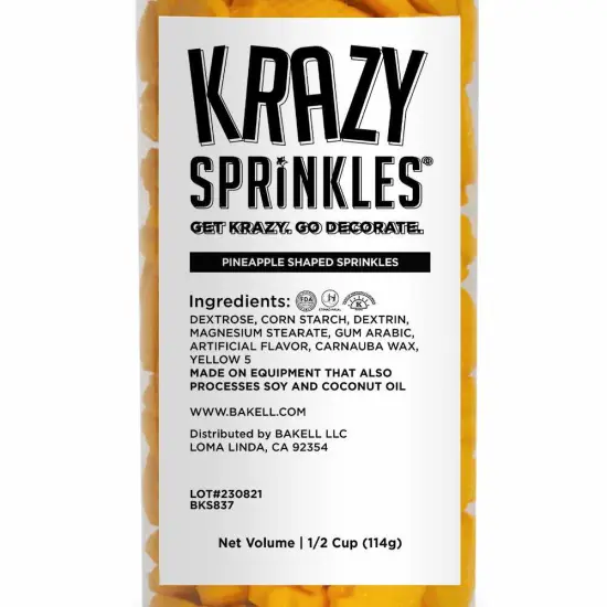 Krazy Sprinkles - Pineapples (1/2 Cup, 1x Jar) for Cakes, Ice Cream & Cookies {4}