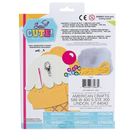 Colorbok Sew Cute! Felt Backpack Clip Kit-Ice Cream {4}