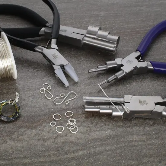 The Beadsmith Wire Working Combo &ndash; 3 Different Wire Wrapping Bending Pliers and Double Nylon Jaw Chain Nose Pliers &ndash; Use to Create Loops, Jump Rings & Protect Wire While Jewelry Making &ndash; 4 Piece Set {5}