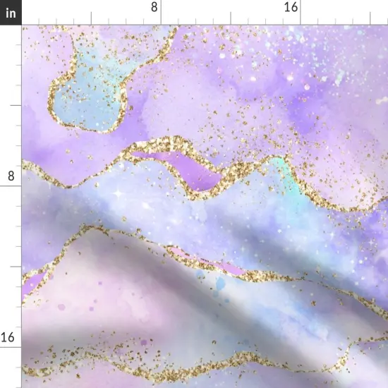 Various Fabrics by the Yard or Fat Quarter Watercolor Geode Pink Purple Blue Faux Gold Metallic Look Lilac Sky Custom Printed Fabric by Spoonflower {2}