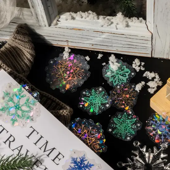 120 Pieces Fantasy Snowflake Stickers - Transparent {5}