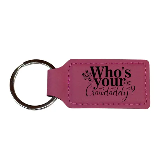 Keychain - Rectangle - Whos your Crawdaddy - Leather Rawhide/Black {2}