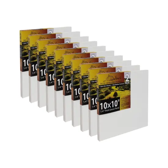 Jerry's Artarama Da Vinci Dual Sided Pro Panel Board - 20-Pack, 10x10" 6mm Deep Panels for Painting - Archival, Acid-Free Art Supplies - Ultra-Smooth & Medium Textured Paint Surfaces {1}