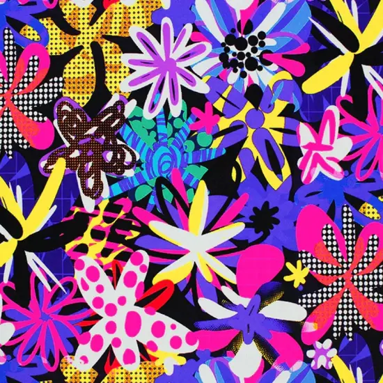 Punk Rock Flowers Printed Spandex Fabric {6}