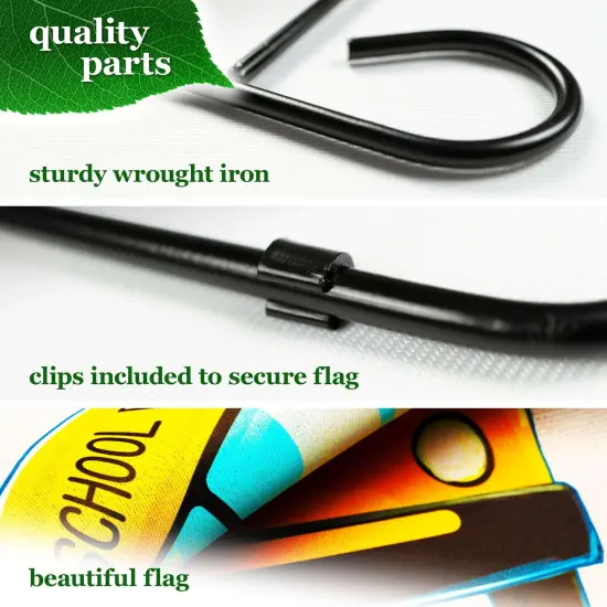 G128 Combo Pack: Garden Flag Stand 36x16IN & Garden Flag Back to School Bus Printed 12x18IN Double Sided {4}
