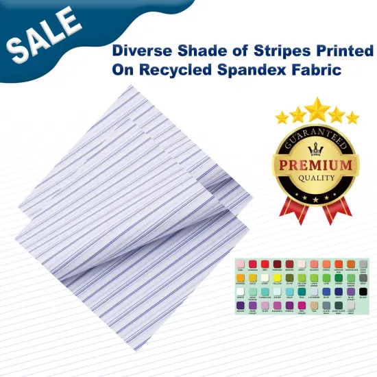 Diverse Shade of Stripes Printed On Recycled Spandex Fabric White/Lavender {2}