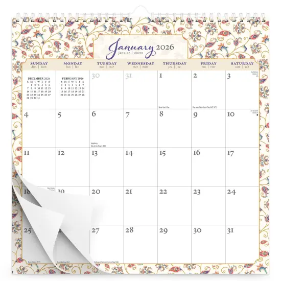 Tuscan Delight | 2026 12 x 12 Inch (Hanging) Monthly Square Wire-O Calendar | Sticker Sheet {2}