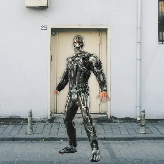 Ultron Muscle Chest Costume for Men Printed Jumpsuit with Mask and Boot Tops {5}