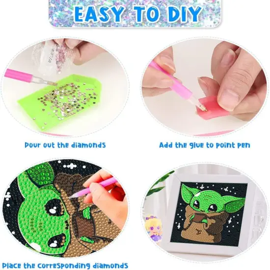 Diamond Painting Kits for Kids Diamond Art Gem by Number Kits Arts and Crafts for Kid Ages 8-12 Kids' Mosaic Kits DIY Full Drill Painting Kit for Home Wall Decor 4 Pieces 6" X 6" {3}