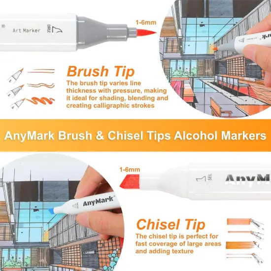 80+1 Colors Dual Tip Brush & Chisel Alcohol-Based Art Markers {3}