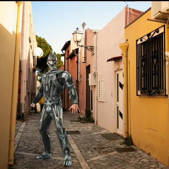 Ultron Muscle Chest Costume for Men Printed Jumpsuit with Mask and Boot Tops {3}