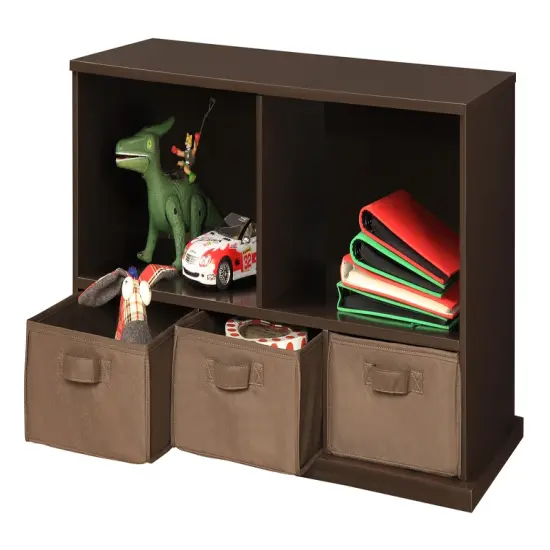 Badger Basket Stackable Shelf Storage Cubby with Three Baskets Espresso {5}