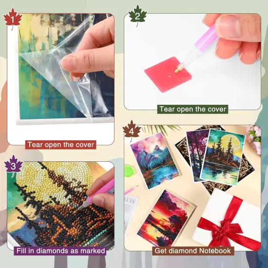 Diamond Art Journal DIY Art Kits Sets A5 Leather Painting Sketchbook Back to School {2}