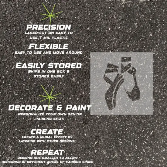 Ballet Pointe Shoes Parking Space Stencil | High School Senior Parking Spot Stencil | Reusable Stencil | Stencil Ease | {4}