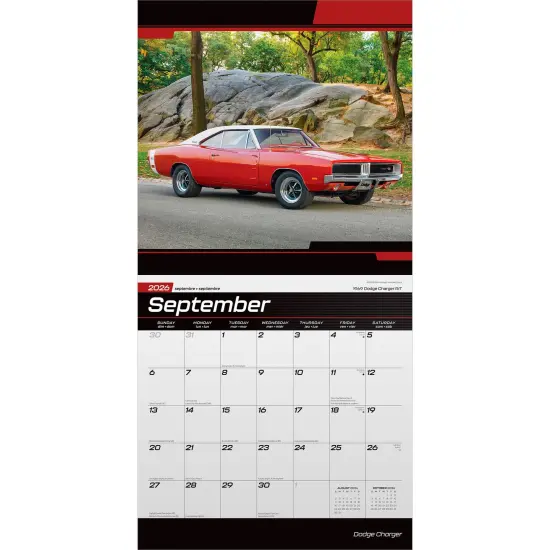 Dodge Charger OFFICIAL | 2026 12 x 24 Inch (Hanging) Monthly Square Wall Calendar | Foil Stamped Cover | Plastic-Free {4}