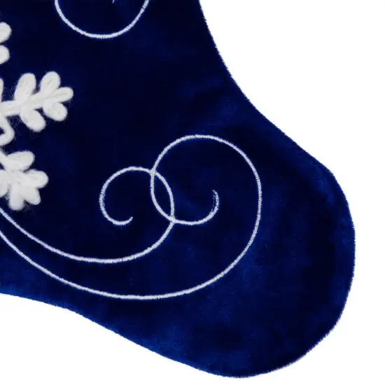 Northlight 20.5-Inch Royal Blue Velvet and White Snowflake Christmas Stocking {6}