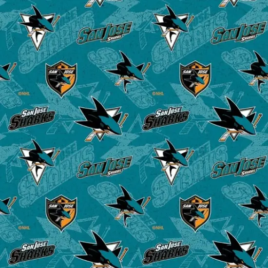 NHL Licensed San Jose Sharks Tone on Tone 1199-SJS Cotton Fabric by the Yard {1}