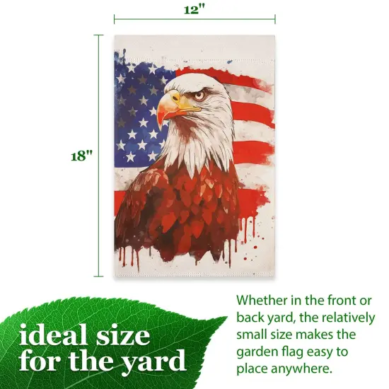 G128 Patriotic Bald Eagle Garden Flag 12x18 In Double Sided Independence Day Yard Garden Lawn Decoration {4}
