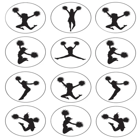 Cheerleading Silhouettes Edible Cupcake Topper Images {1}